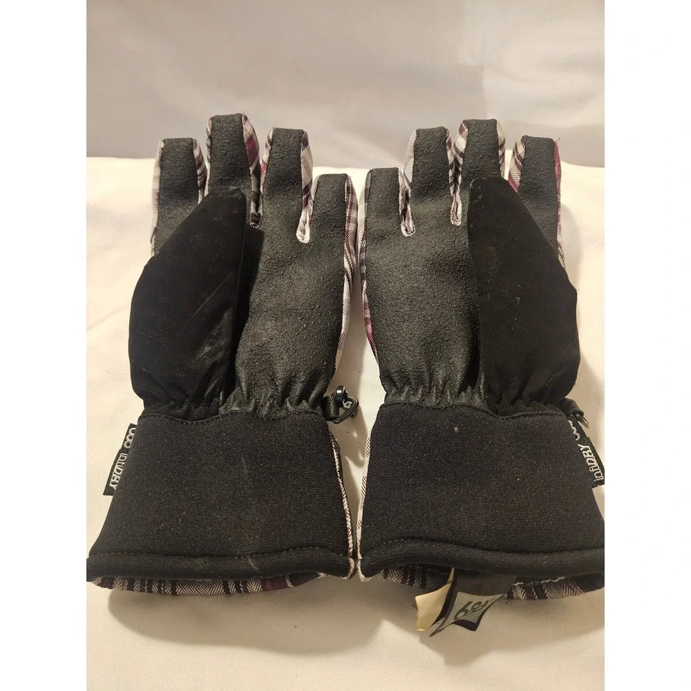 686 Womens infiDRY Plaid Snowboard Ski Gloves Burgundy White Black Size Small